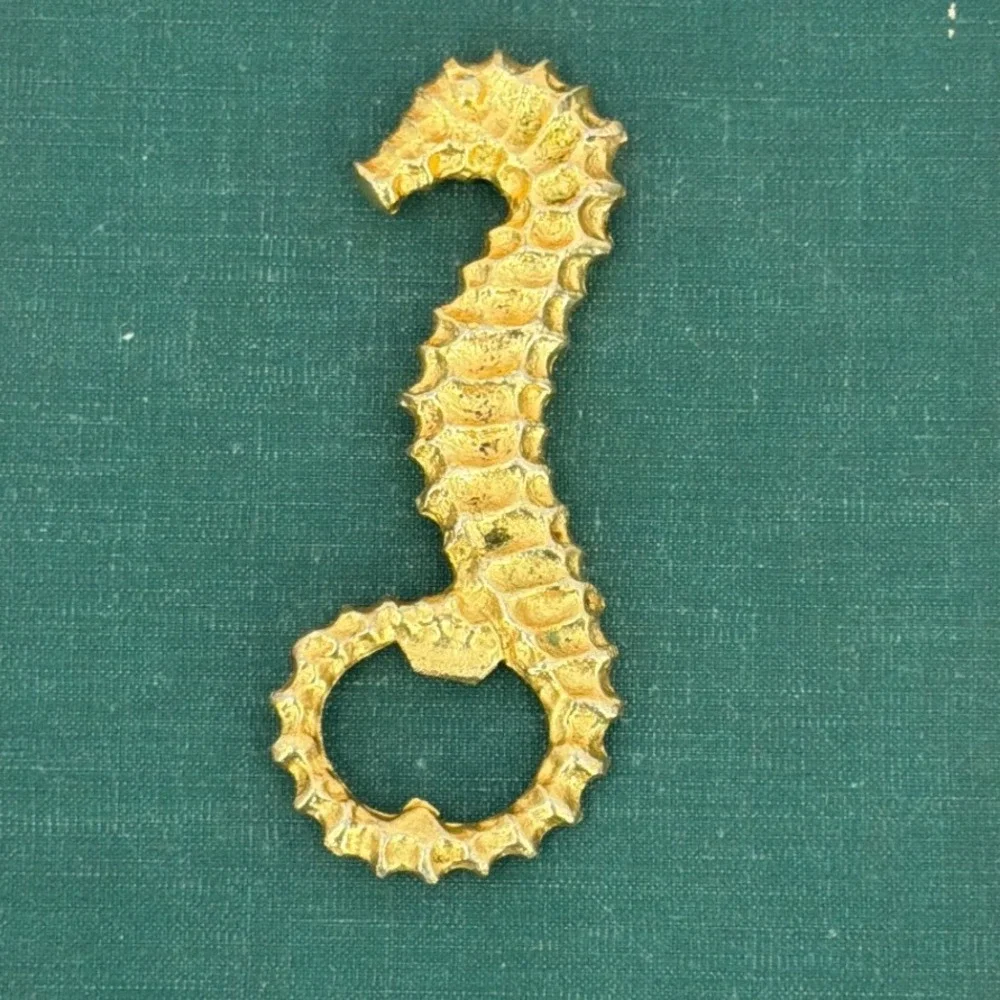 Vintage Brass Seahorse Bottle Opener Nautical Coastal Barware
